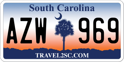 SC license plate AZW969