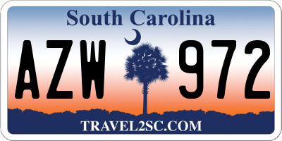 SC license plate AZW972
