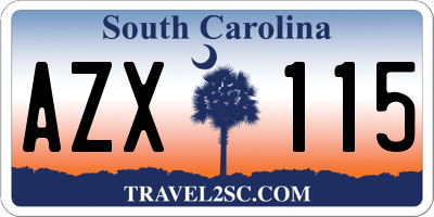 SC license plate AZX115