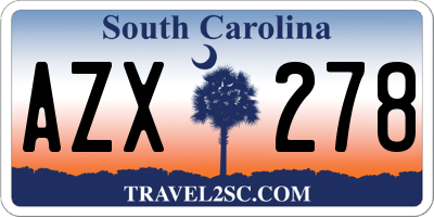 SC license plate AZX278