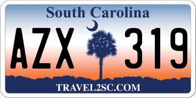 SC license plate AZX319