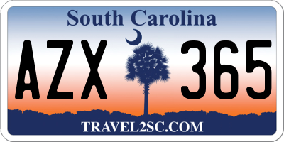 SC license plate AZX365