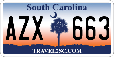 SC license plate AZX663