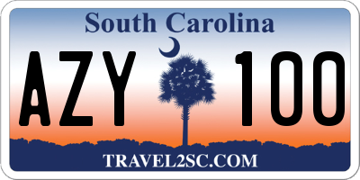 SC license plate AZY100