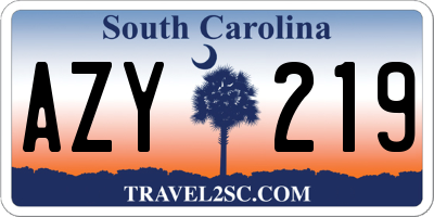 SC license plate AZY219