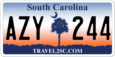 SC license plate AZY244
