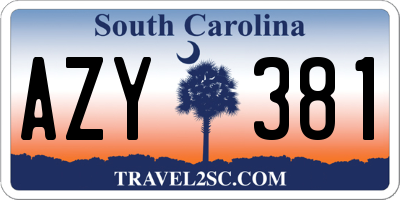 SC license plate AZY381