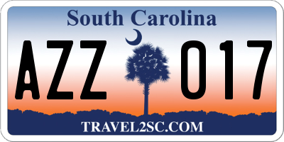 SC license plate AZZ017