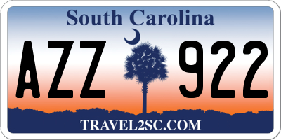 SC license plate AZZ922