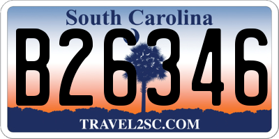 SC license plate B26346