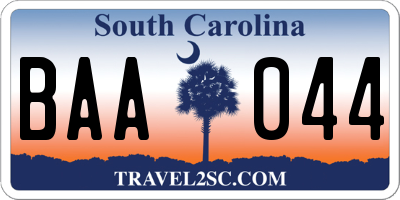 SC license plate BAA044