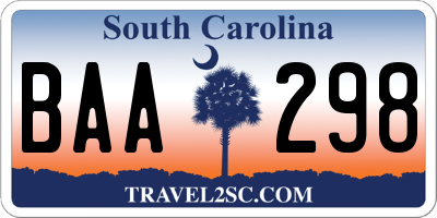 SC license plate BAA298