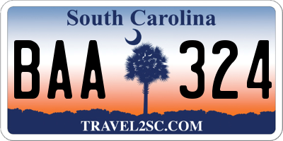 SC license plate BAA324