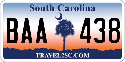 SC license plate BAA438