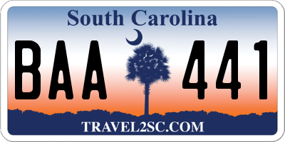 SC license plate BAA441