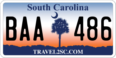 SC license plate BAA486