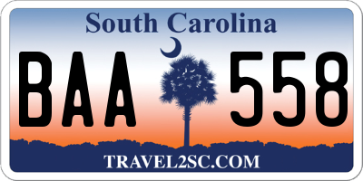 SC license plate BAA558