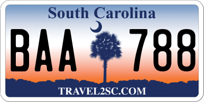 SC license plate BAA788
