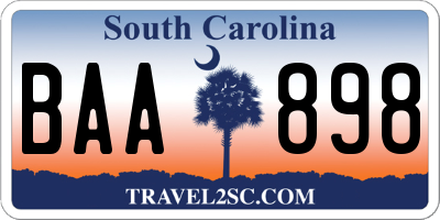 SC license plate BAA898