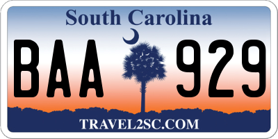 SC license plate BAA929