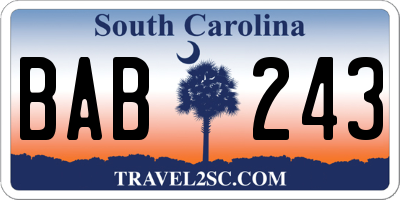 SC license plate BAB243