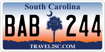 SC license plate BAB244