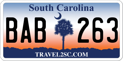 SC license plate BAB263