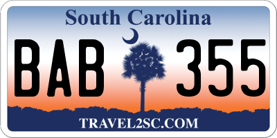 SC license plate BAB355