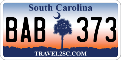 SC license plate BAB373