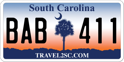 SC license plate BAB411