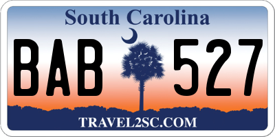 SC license plate BAB527