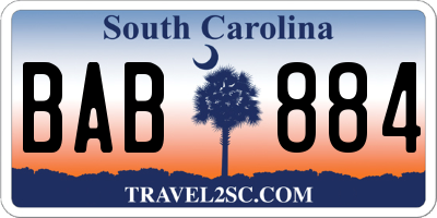 SC license plate BAB884