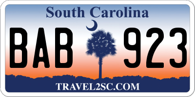 SC license plate BAB923