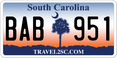SC license plate BAB951