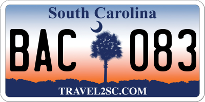 SC license plate BAC083