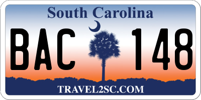 SC license plate BAC148