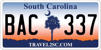 SC license plate BAC337