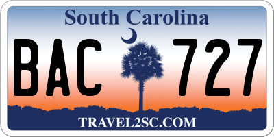 SC license plate BAC727