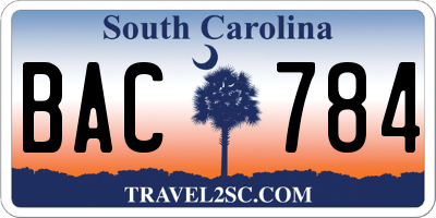 SC license plate BAC784