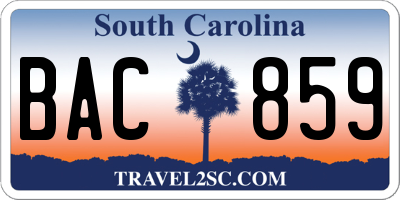 SC license plate BAC859