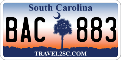 SC license plate BAC883