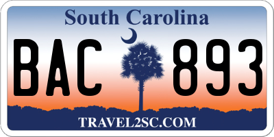 SC license plate BAC893