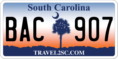 SC license plate BAC907