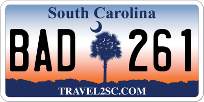 SC license plate BAD261