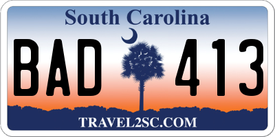 SC license plate BAD413