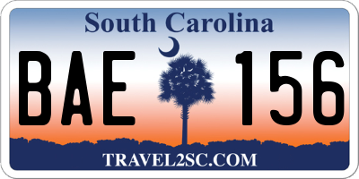 SC license plate BAE156