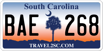 SC license plate BAE268
