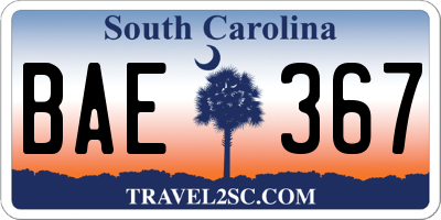 SC license plate BAE367