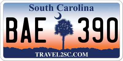 SC license plate BAE390