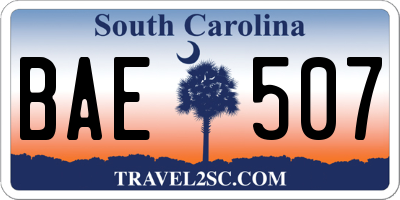 SC license plate BAE507